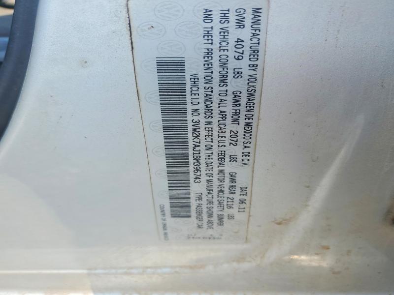 Aukcja sprzedaży 2011 Volkswagen Jetta, vin: 3VW2K7AJ1BM395743, numer aukcji: 59400626