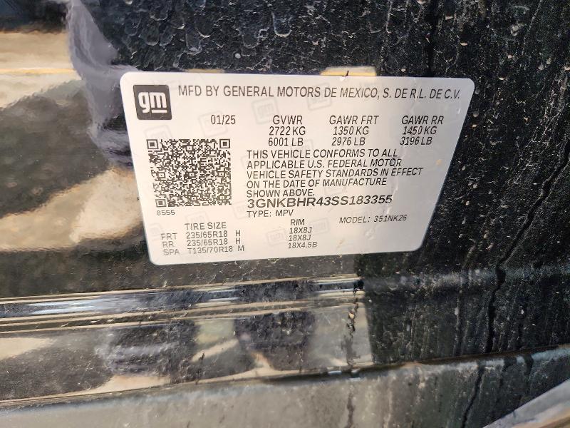 Aukcja sprzedaży 2025 Chevrolet Blazer, vin: 3GNKBHR43SS183355, numer aukcji: 61350176