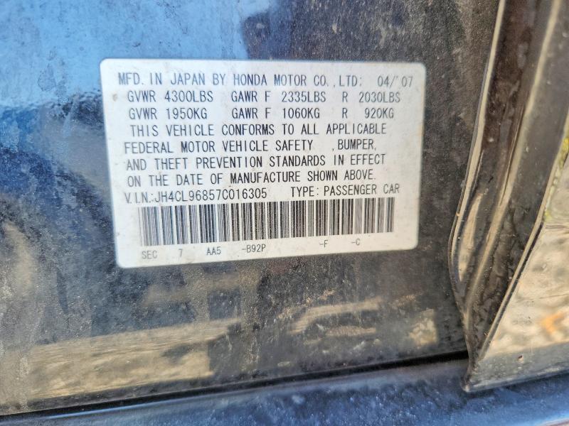 Продаж на аукціоні авто 2007 Acura Tsx, vin: JH4CL96857C016305, номер лоту: 61055716