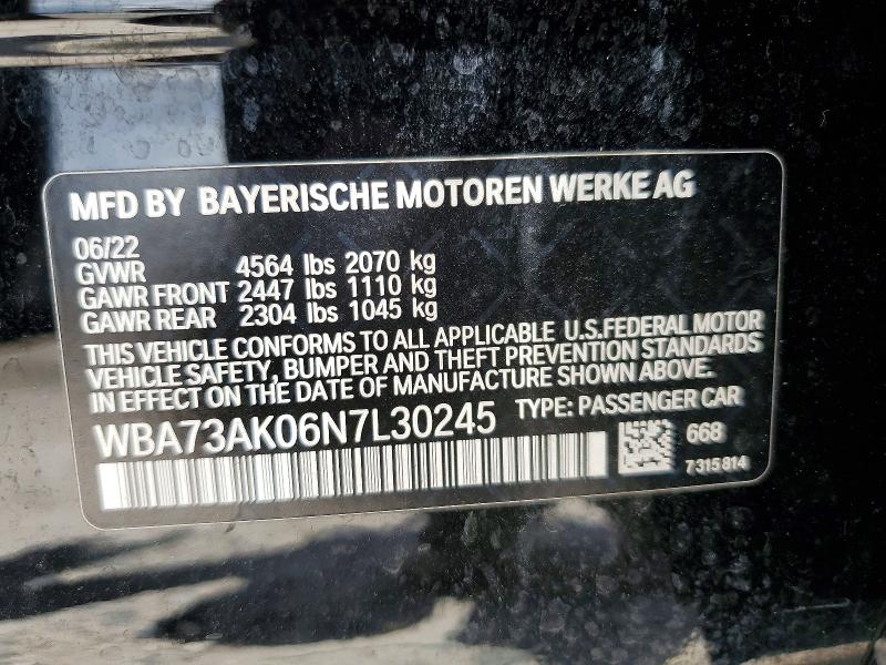 Продаж на аукціоні авто 2022 Bmw 228xi, vin: WBA73AK06N7L30245, номер лоту: 61805076