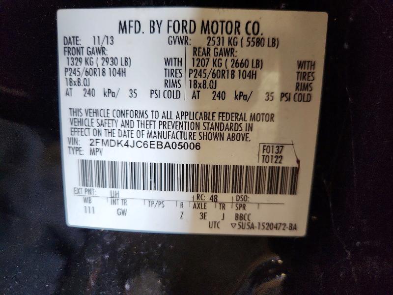 Aukcja sprzedaży 2014 Ford Edge, vin: 2FMDK4JC6EBA05006, numer aukcji: 59986446