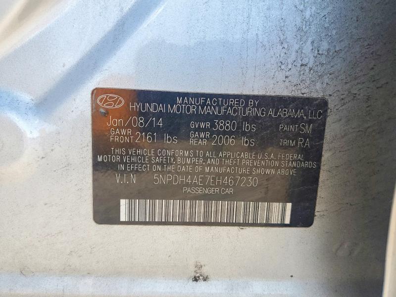 Продаж на аукціоні авто 2014 Hyundai Elantra, vin: 5NPDH4AE7EH467230, номер лоту: 63501996