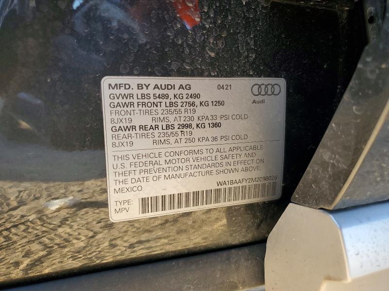 Продаж на аукціоні авто 2021 Audi Q5, vin: WA1BAAFY2M2098025, номер лоту: 56371366