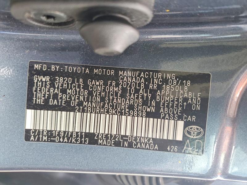Aukcja sprzedaży 2019 Toyota Corolla, vin: 2T1BURHE9KC159898, numer aukcji: 62512956