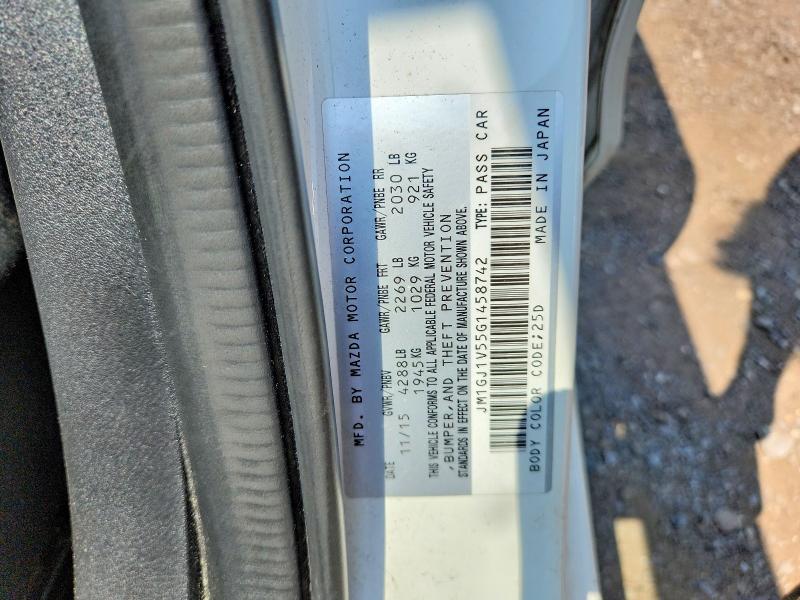 2016 Mazda 6 მანქანა იყიდება აუქციონზე, vin: JM1GJ1V55G1458742, აუქციონის ნომერი: 62489036