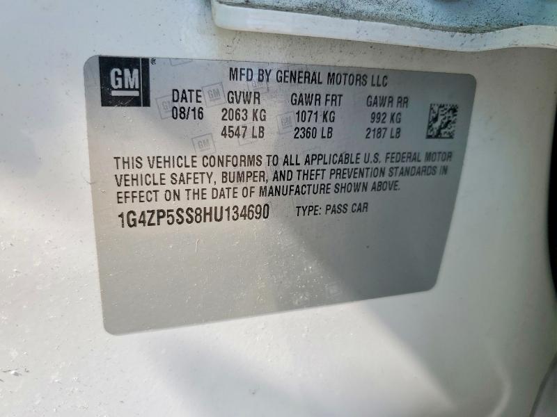 59536826 :رقم المزاد ، 1G4ZP5SS8HU134690 vin ، 2017 Buick Lacrosse مزاد بيع
