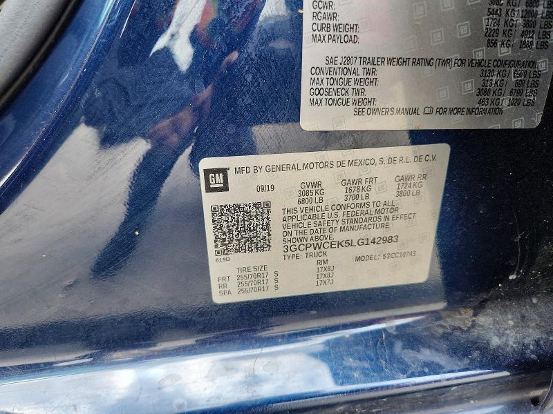 Продажа на аукционе авто 2020 Chevrolet Silverado, vin: 3GCPWCEK5LG142983, номер лота: 62134346