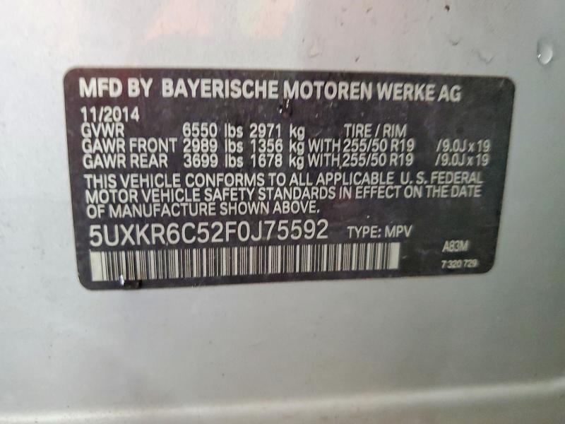 Продаж на аукціоні авто 2015 Bmw X5, vin: 5UXKR6C52F0J75592, номер лоту: 61173496