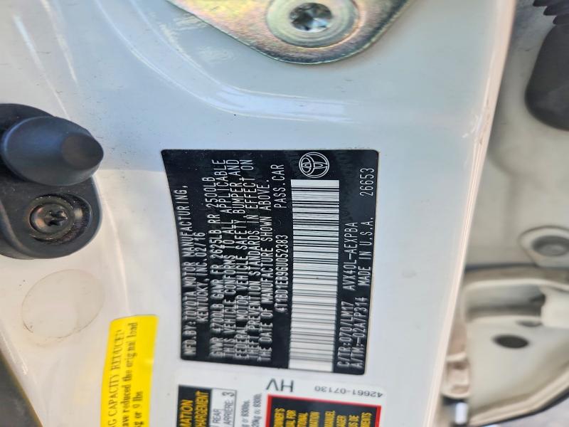59810106 :رقم المزاد ، 4T1BD1EB9GU052383 vin ، 2016 Toyota Avalon Hybrid مزاد بيع