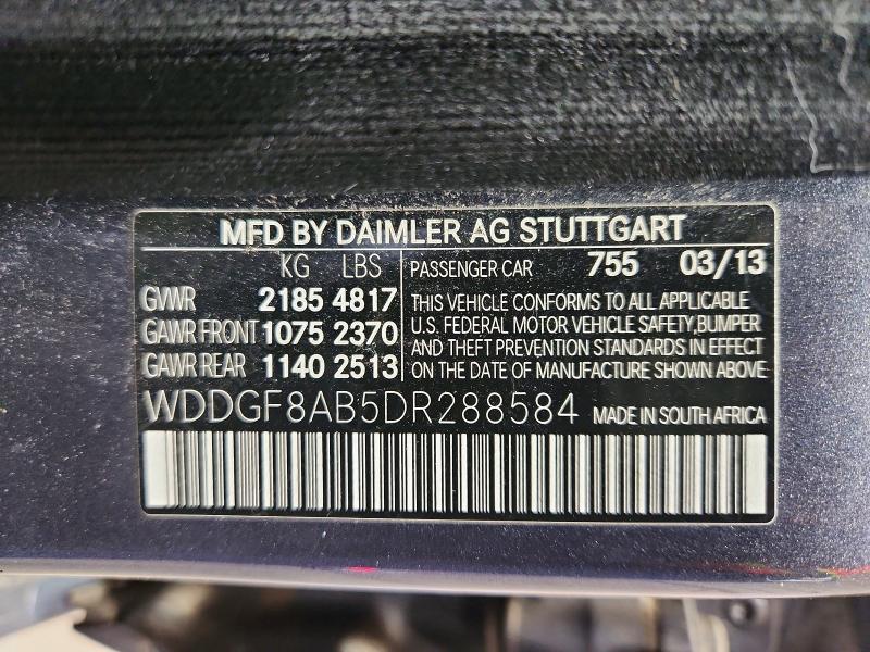 60331196 :رقم المزاد ، WDDGF8AB5DR288584 vin ، 2013 Mercedes-benz C-class مزاد بيع