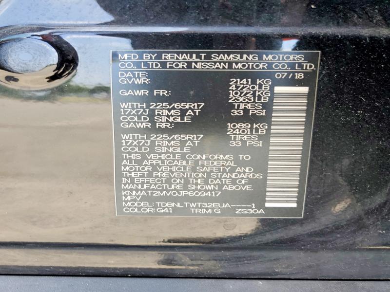 59835016 :رقم المزاد ، KNMAT2MV0JP609417 vin ، 2018 Nissan Rogue مزاد بيع