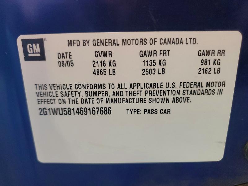 Продаж на аукціоні авто 2006 Chevrolet Impala, vin: 2G1WU581469167686, номер лоту: 59675956
