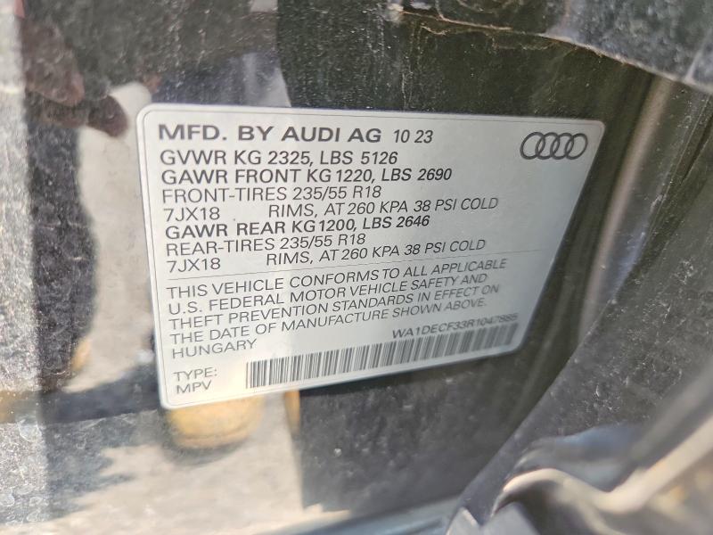 Aukcja sprzedaży 2024 Audi Q3, vin: WA1DECF33R1047885, numer aukcji: 62228776