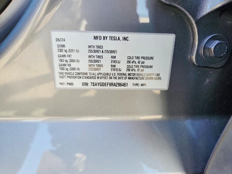 60526796 :رقم المزاد ، 7SAYGDEF9RA296461 vin ، 2024 Tesla Model Y مزاد بيع