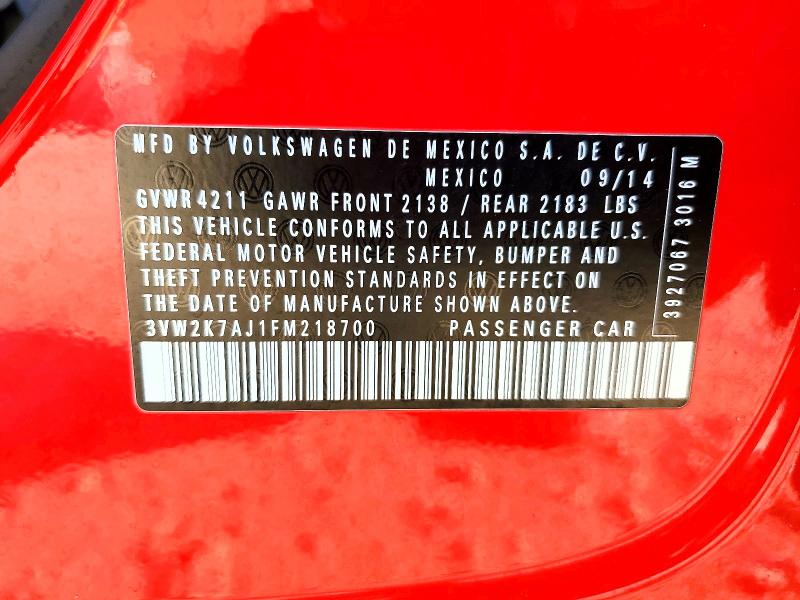2015 Volkswagen Jetta მანქანა იყიდება აუქციონზე, vin: 3VW2K7AJ1FM218700, აუქციონის ნომერი: 62644786