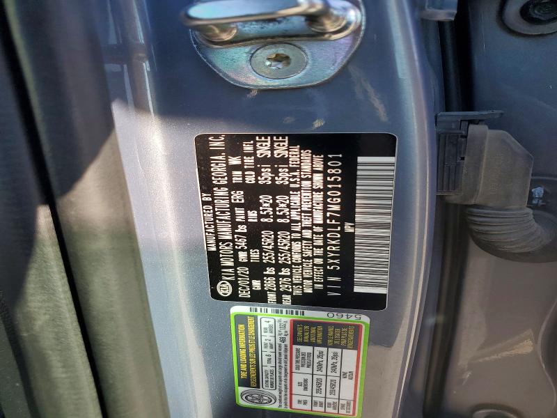 Aukcja sprzedaży 2021 Kia Sorento, vin: 5XYRKDLF7MG015801, numer aukcji: 62621356