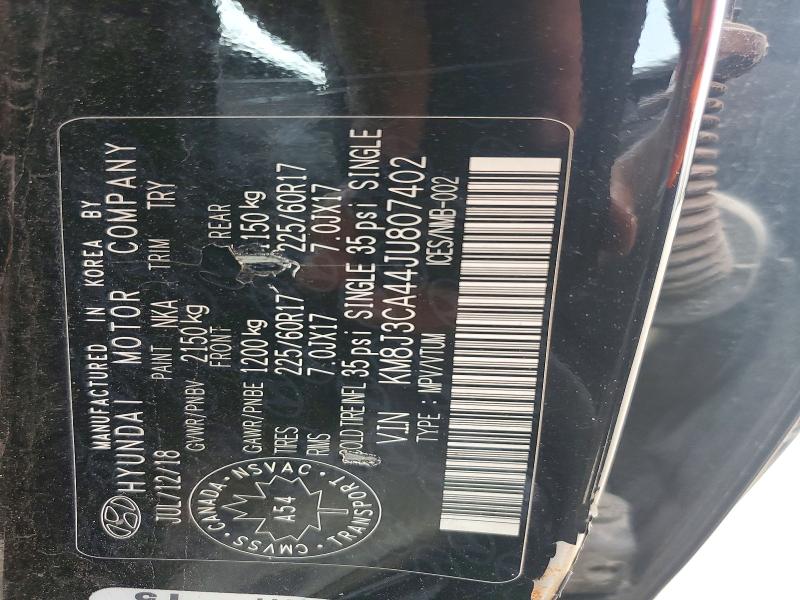 58716826 :رقم المزاد ، KM8J3CA44JU807402 vin ، 2018 Hyundai Tucson مزاد بيع