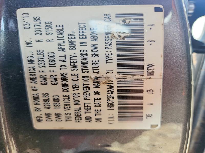 Продаж на аукціоні авто 2010 Honda Accord, vin: 1HGCP2F4XAA102921, номер лоту: 61052156