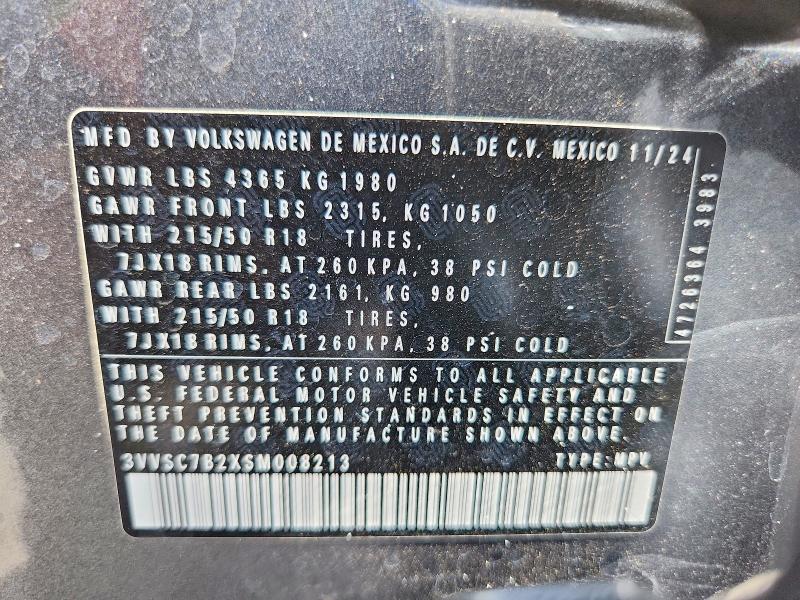 Продаж на аукціоні авто 2025 Volkswagen Taos, vin: 3VVSC7B2XSM008213, номер лоту: 62602456