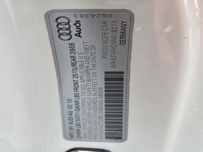 2010 Audi A5 მანქანა იყიდება აუქციონზე, vin: WAULFAFH2AN018273, აუქციონის ნომერი: 63386856