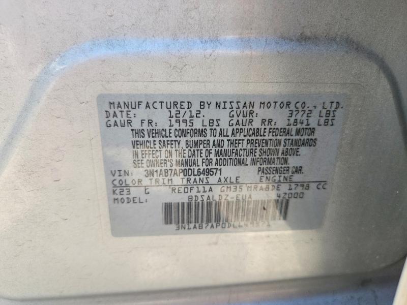 Продаж на аукціоні авто 2013 Nissan Sentra, vin: 3N1AB7AP0DL649571, номер лоту: 62811696