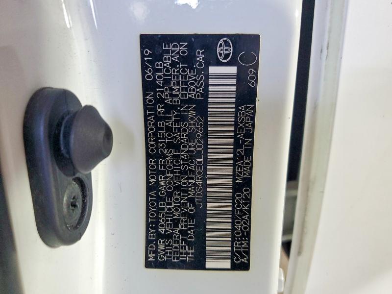 60125726 :رقم المزاد ، JTDS4RCE0LJ029652 vin ، 2020 Toyota Corolla مزاد بيع