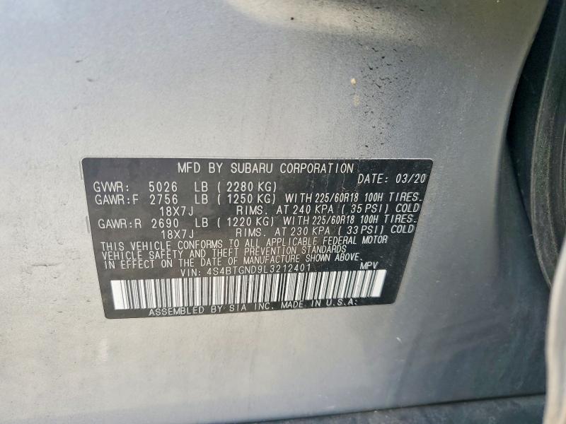 Продажа на аукционе авто 2020 Subaru Outback, vin: 4S4BTGND9L3212401, номер лота: 59347706