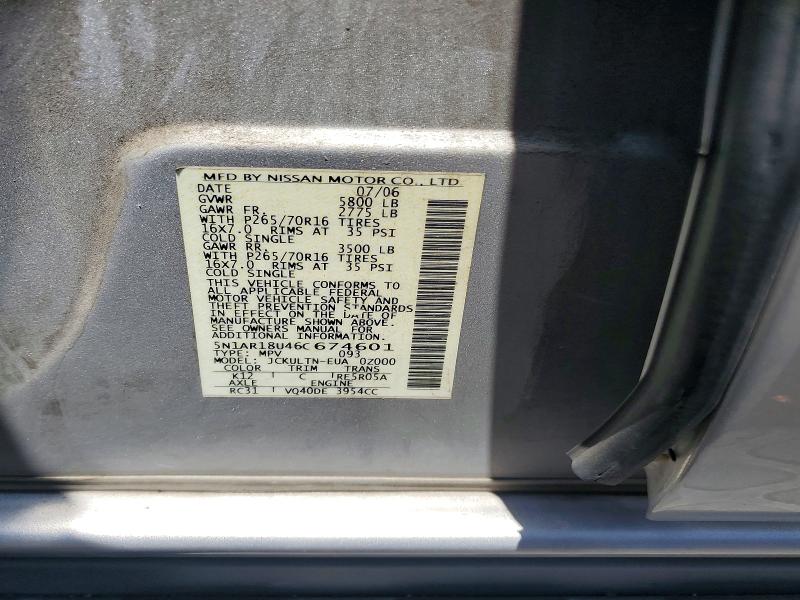 Aukcja sprzedaży 2006 Nissan Pathfinder, vin: 5N1AR18U46C674601, numer aukcji: 61715756