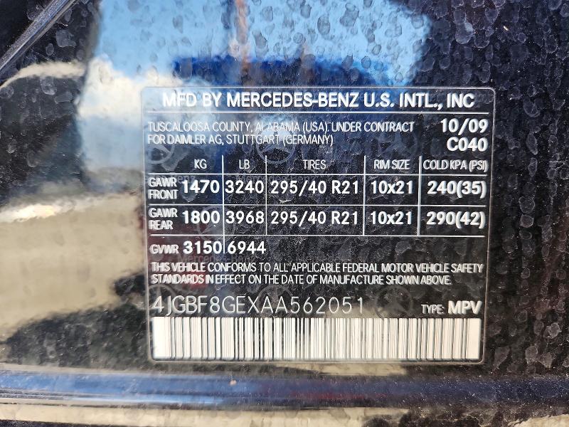 Aukcja sprzedaży 2010 Mercedes-benz Gl, vin: 4JGBF8GEXAA562051, numer aukcji: 60719976