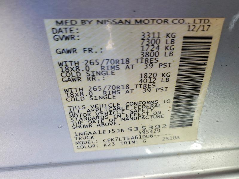 Aukcja sprzedaży 2018 Nissan Titan, vin: 1N6AA1EJ5JN515392, numer aukcji: 61873996