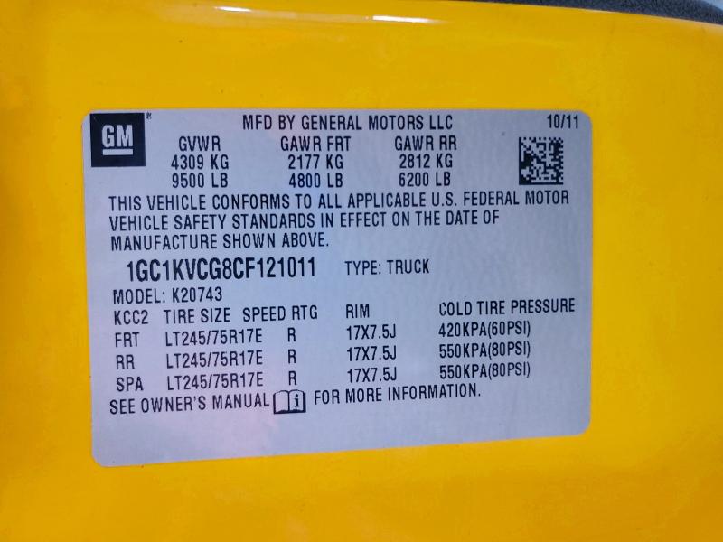 Aukcja sprzedaży 2012 Chevrolet Silve500hd, vin: 1GC1KVCG8CF121011, numer aukcji: 59403616
