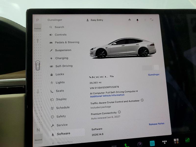 60428286 :رقم المزاد ، 5YJSA1E50RF532878 vin ، 2024 Tesla Model S مزاد بيع