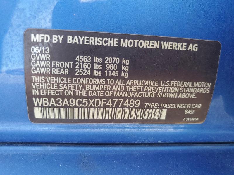 2013 Bmw 335 მანქანა იყიდება აუქციონზე, vin: WBA3A9C5XDF477489, აუქციონის ნომერი: 62273146