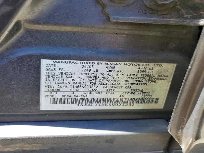 Aukcja sprzedaży 2005 Nissan Altima, vin: 1N4AL11D65N923232, numer aukcji: 61394436