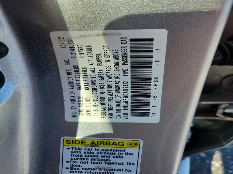 59273226 :رقم المزاد ، 19UUA8F50DA002333 vin ، 2013 Acura Tl مزاد بيع