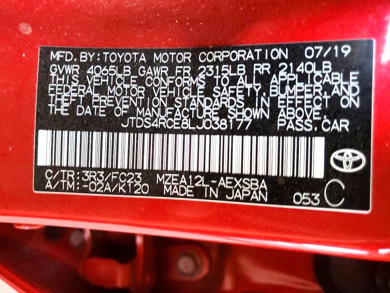 Продаж на аукціоні авто 2020 Toyota Corolla, vin: JTDS4RCE8LJ038177, номер лоту: 85769225