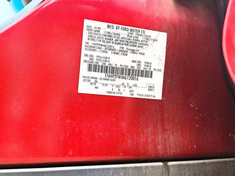 Продажа на аукционе авто 2010 Ford Taurus, vin: 1FAHP2FW4AG120016, номер лота: 59603776