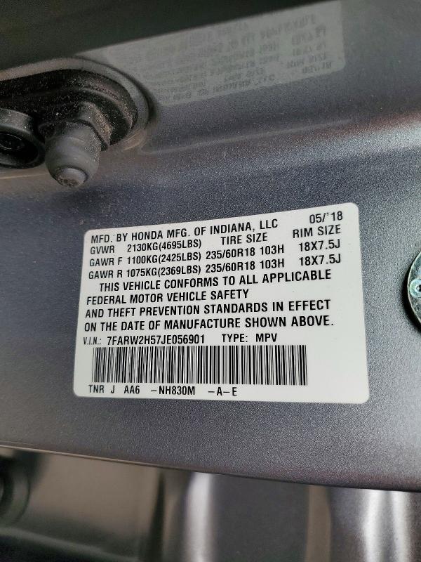 60888926 :رقم المزاد ، 7FARW2H57JE056901 vin ، 2018 Honda Cr-v مزاد بيع
