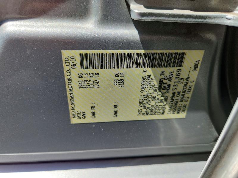 2010 Nissan Altima მანქანა იყიდება აუქციონზე, vin: 1N4AL2AP9AN531369, აუქციონის ნომერი: 61418236