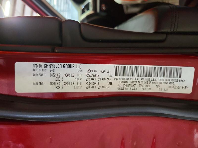 Aukcja sprzedaży 2012 Jeep Grand Cherokee, vin: 1C4RJFAG0CC115784, numer aukcji: 61007926