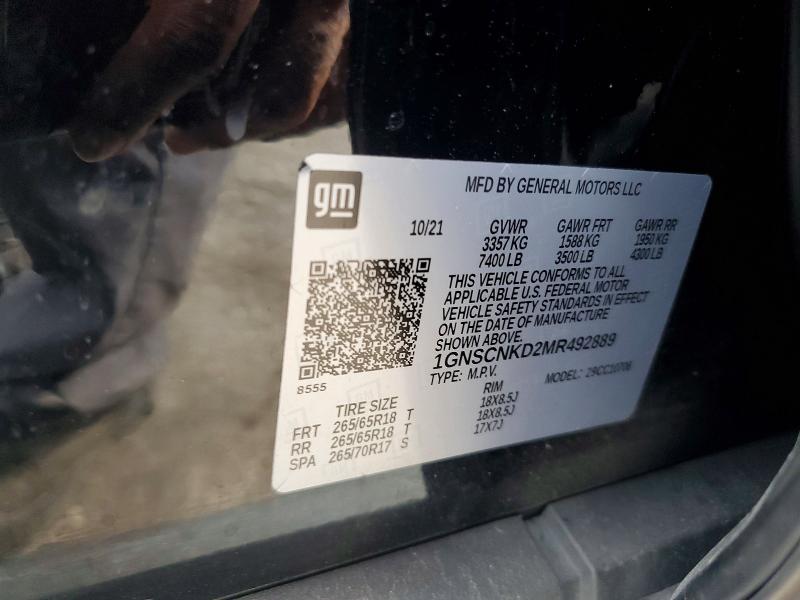 Продажа на аукционе авто 2021 Chevrolet Tahoe, vin: 1GNSCNKD2MR492889, номер лота: 63383476