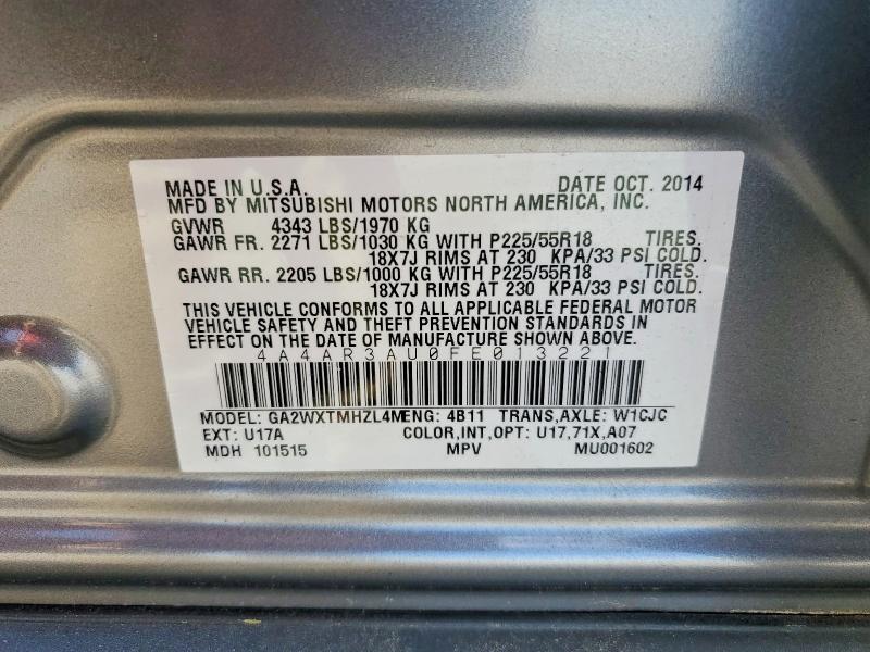 Продаж на аукціоні авто 2015 Mitsubishi Outlander Sport, vin: 4A4AR3AU0FE013221, номер лоту: 62898786
