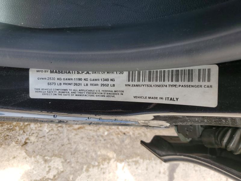 Продажа на аукционе авто 2020 Maserati Ghibli, vin: ZAM57YTS3L1350374, номер лота: 59284746