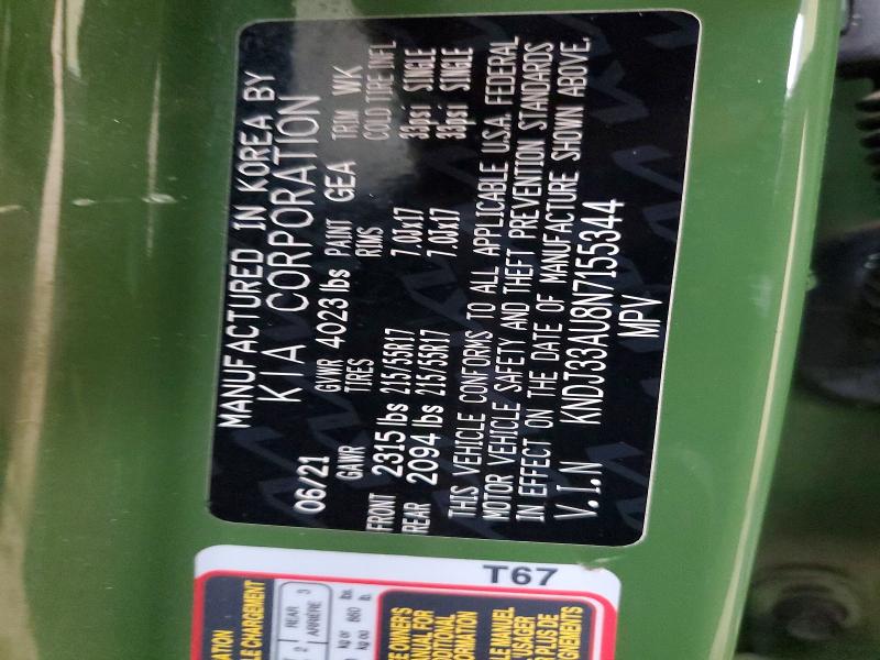 59777026 :رقم المزاد ، KNDJ33AU8N7155344 vin ، 2022 Kia Soul مزاد بيع