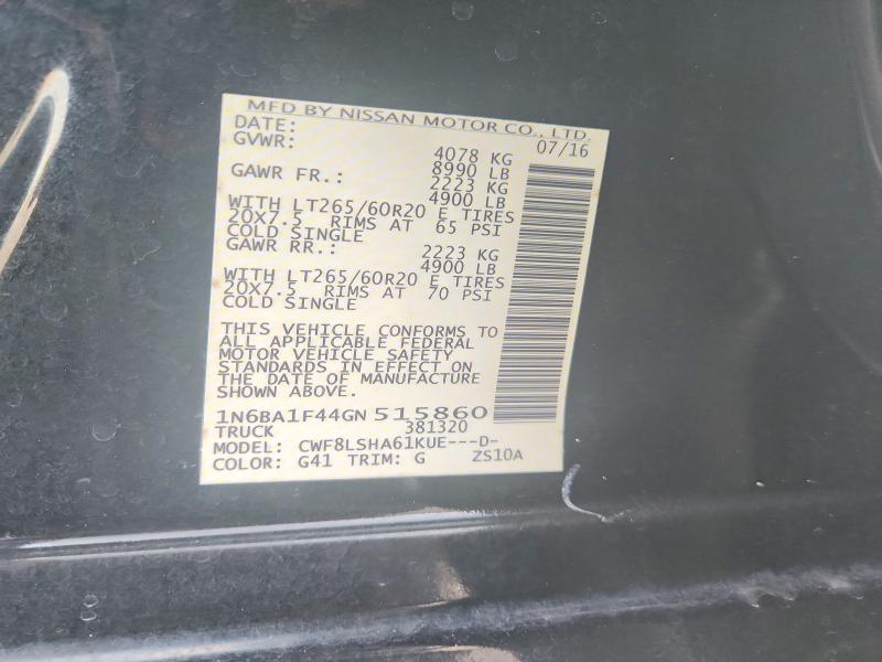 59868306 :رقم المزاد ، 1N6BA1F44GN515860 vin ، 2016 Nissan Titan Xd مزاد بيع