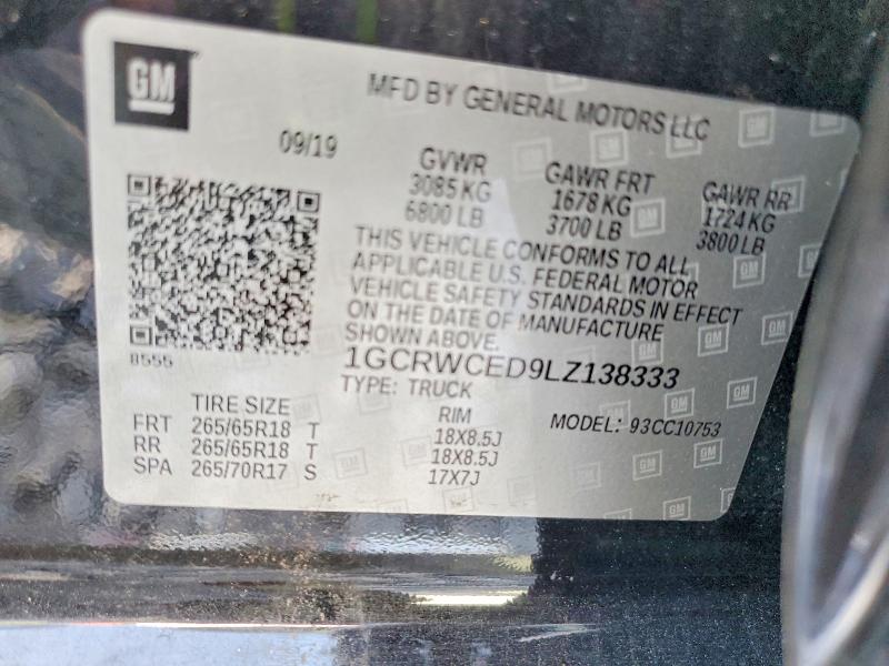 Aukcja sprzedaży 2020 Chevrolet Silverado, vin: 1GCRWCED9LZ138333, numer aukcji: 62455516