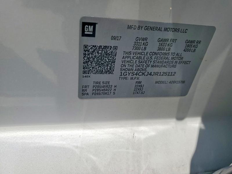 Aukcja sprzedaży 2018 Cadillac Escalade, vin: 1GYS4CKJ4JR125112, numer aukcji: 63320996