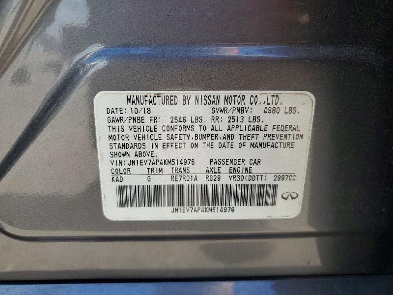 Aukcja sprzedaży 2019 Infiniti Q50, vin: JN1EV7AP4KM514976, numer aukcji: 60810326