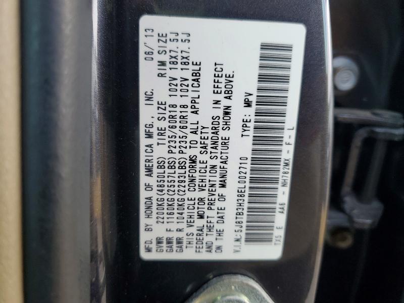 2014 Acura Rdx მანქანა იყიდება აუქციონზე, vin: 5J8TB3H38EL002710, აუქციონის ნომერი: 62503446