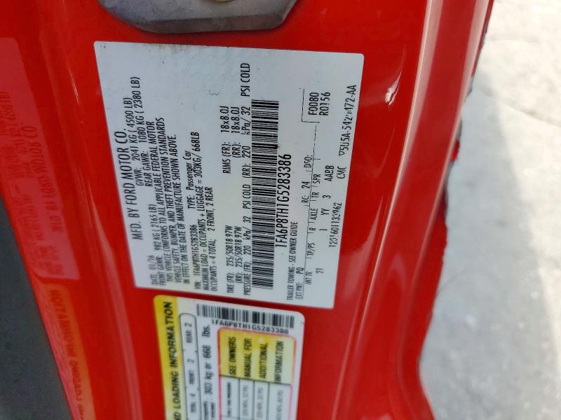 Продажа на аукционе авто 2016 Ford Mustang, vin: 1FA6P8TH1G5283386, номер лота: 62309966